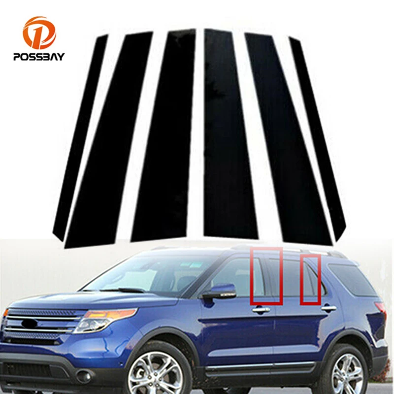 Car Black Pillar Posts Door Window Trim Cover Decorative Sticker for Ford Explorer 2011 2012 2013 2014 2015 2016 201